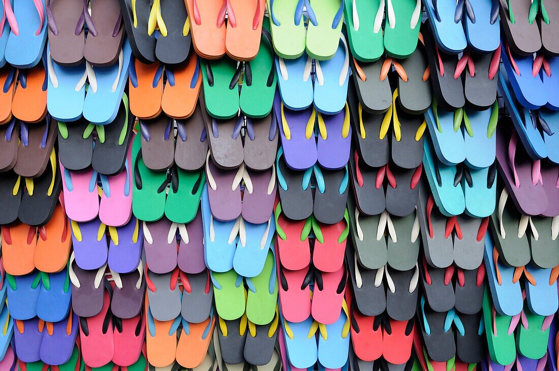 Thailand, Bangkok, Banglamphu, Khao San Road, Flip Flops for sale