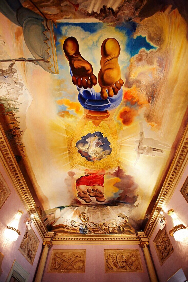 Painted ceiling in Palace of the Wind room  Theatre-Museum of Salvador Dali, Figueres, Catalonia, Spain