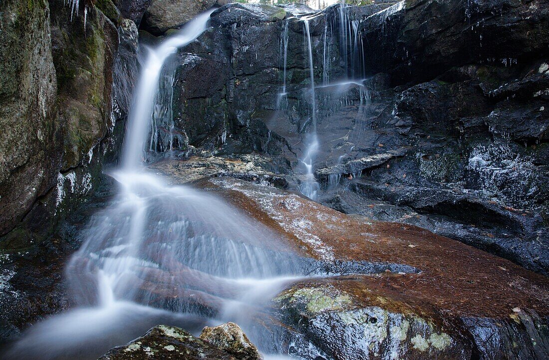 Erebus Falls along Townline Brook in the White Mountains, New Hampshire USA  These are a series of three waterfalls referred to as Triple Falls