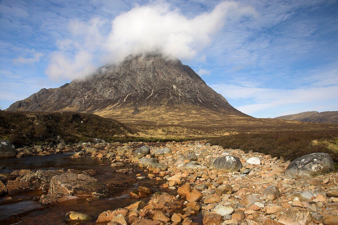 Low Cloud on the Mountain top of Buachaille Etive Mor Glen Coe Scotland