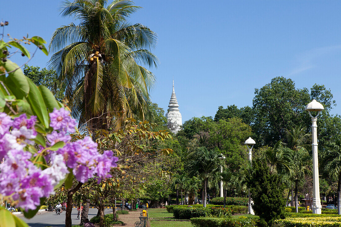 Stupa of the buddhistic temple Wat Phnom, Phnom Penh, capital of, Cambodia, Asia