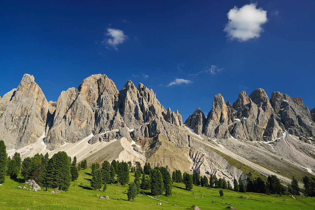 Geisler range, Geisler, Dolomites, UNESCO world heritage site Dolomites, South Tyrol, Italy