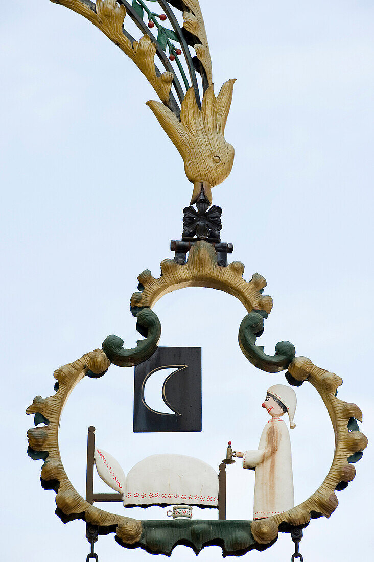 Schmiedeeisen Hotelschild, Riquewihr, Elsass, Frankreich