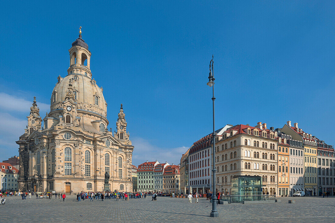 Frauenkirche mit Neumarkt, Dresden, Sachsen, Deutschland, Europa
