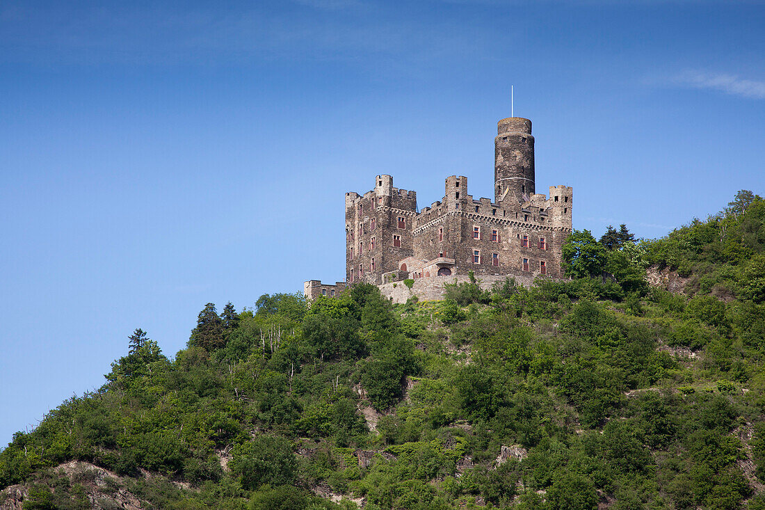 Liebenstein castle above the Rhine river valley, Kamp Bornhofen, Rhineland-Palatinate, Germany, Europe