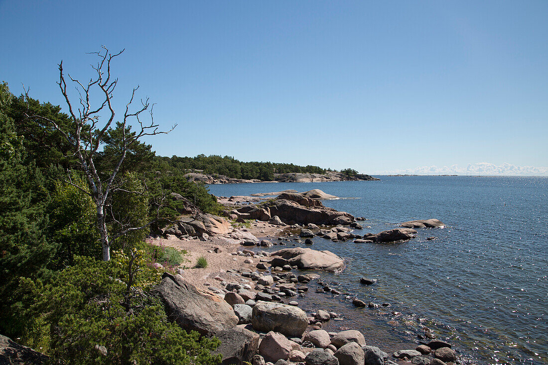 Küstenlandschaft mit Felsen, Hanko, Südliches Finnland, Finnland, Europa