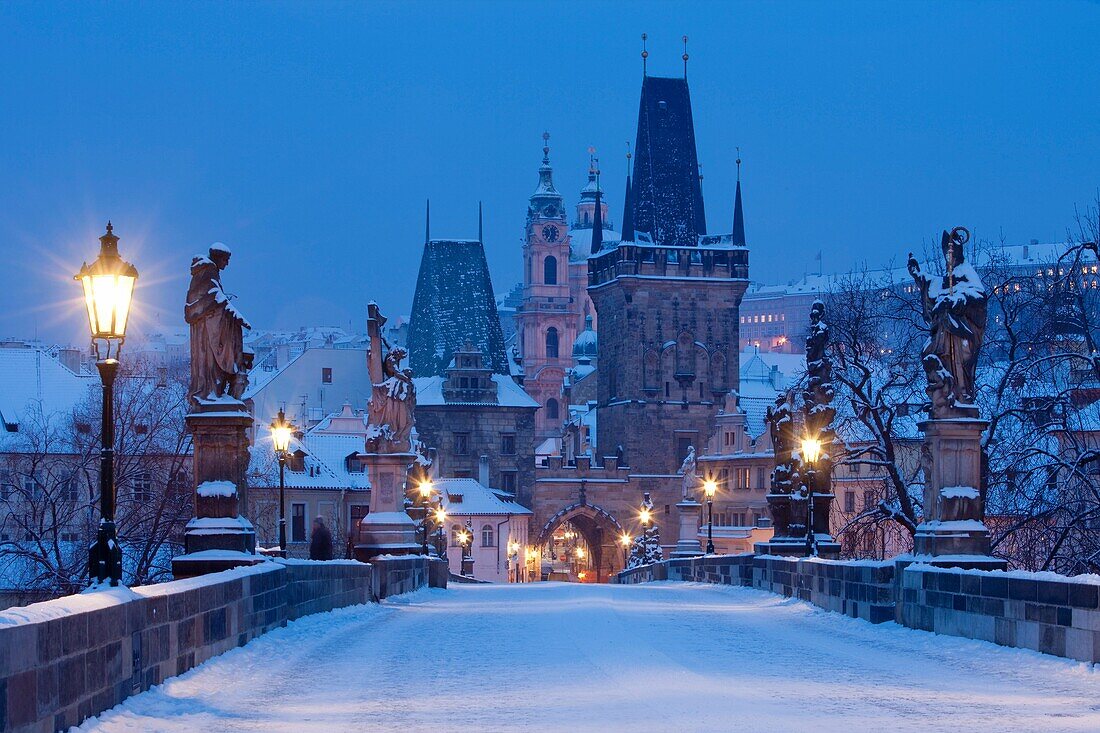 czech republic prague - charles bridge in winter morning