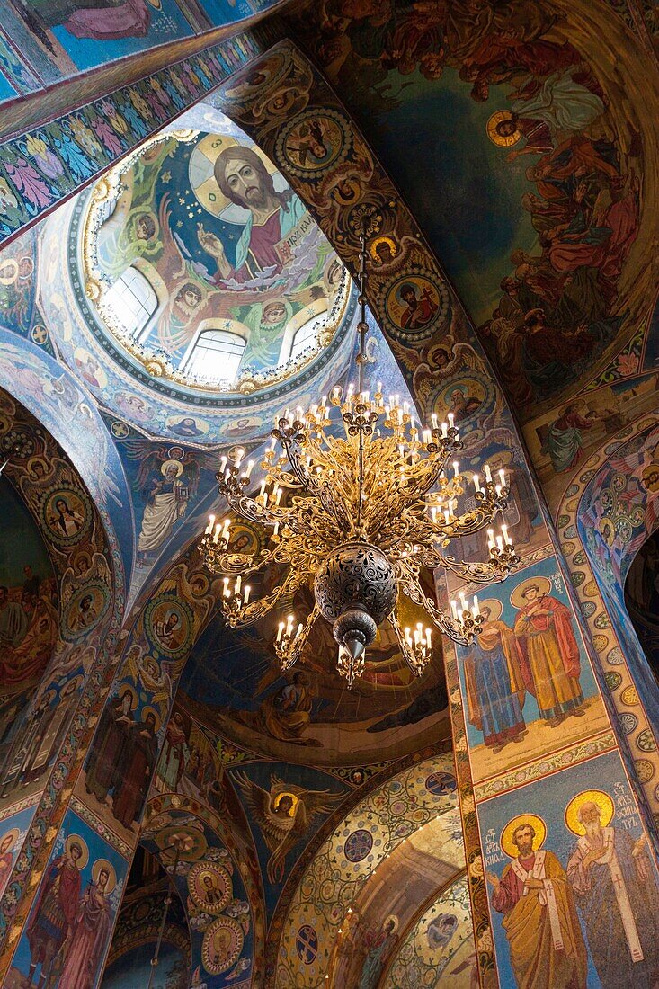 Russia, Saint Petersburg, Center, Church of the Saviour of Spilled Blood, interior glass mosaics