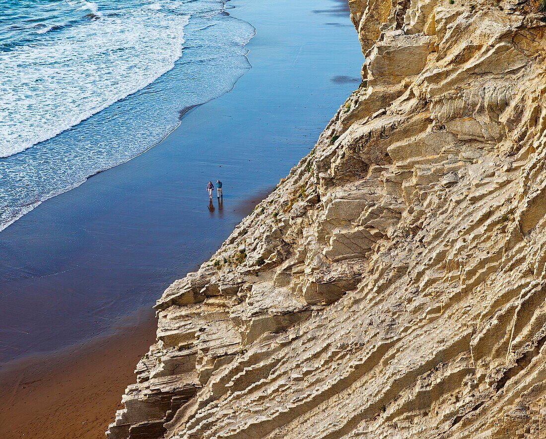 Flysch, Zumaia beach, Zumaia, Gipuzkoa, The Basque Country, The Bay of Byscay, Spain, Europe.