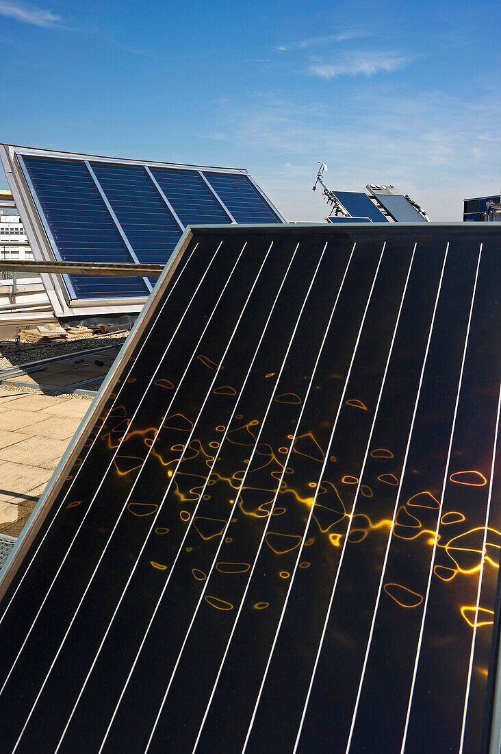 Different solar panels, Freiburg im Breisgau, Black Forest, Baden-Wuerttemberg, Germany, Europe