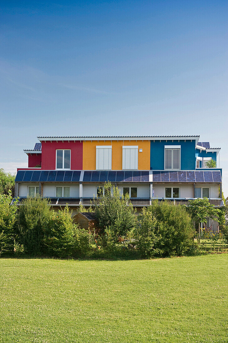 Passivhaus im Rieselfeld-Viertel, Freiburg im Breisgau, Schwarzwald, Baden-Württemberg, Baden-Württemberg, Deutschland, Europa