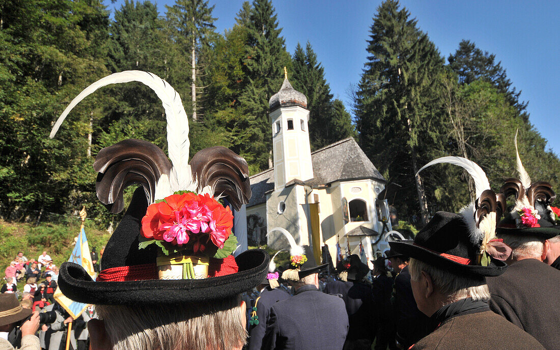 Field mass in front of the Oelberg chapel, Sachrang, Chiemgau, Bavaria, Germany, Europe