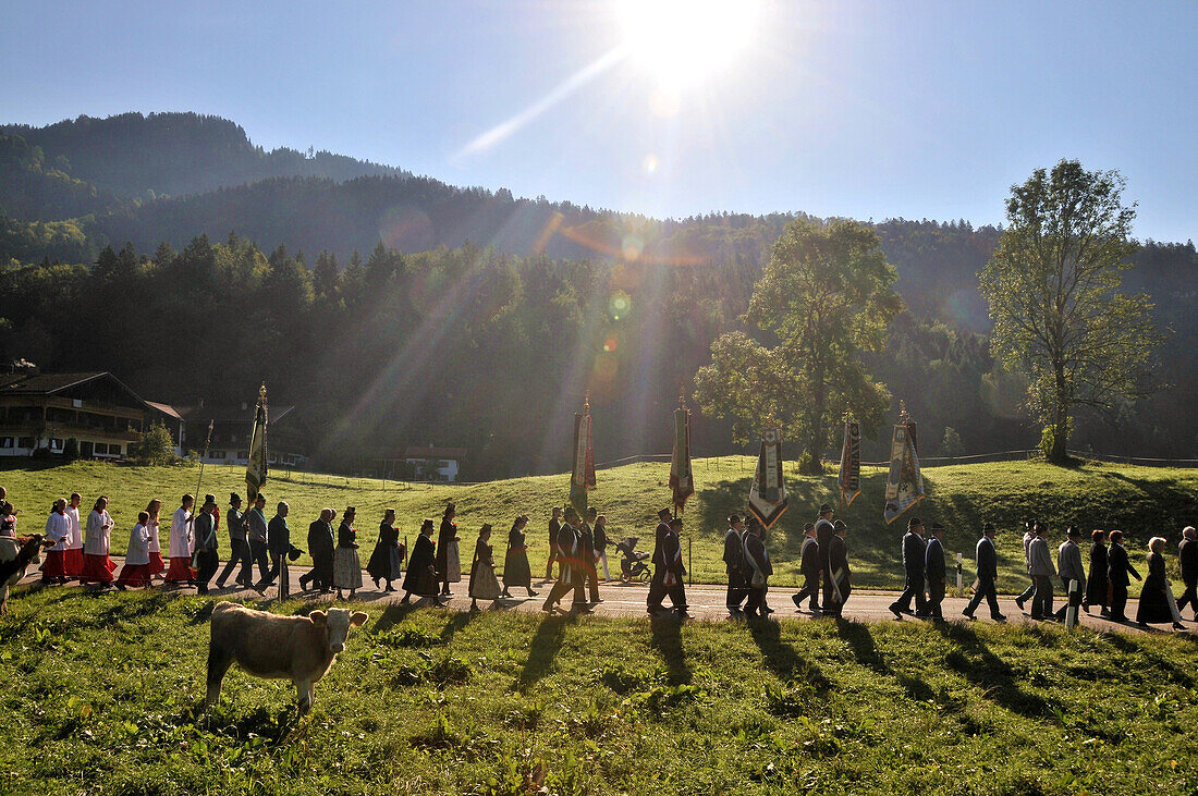 Wallfahrt zur Ölbergkapelle in Sachrang, Chiemgau, Feste in Bayern, Deutschland, Europa