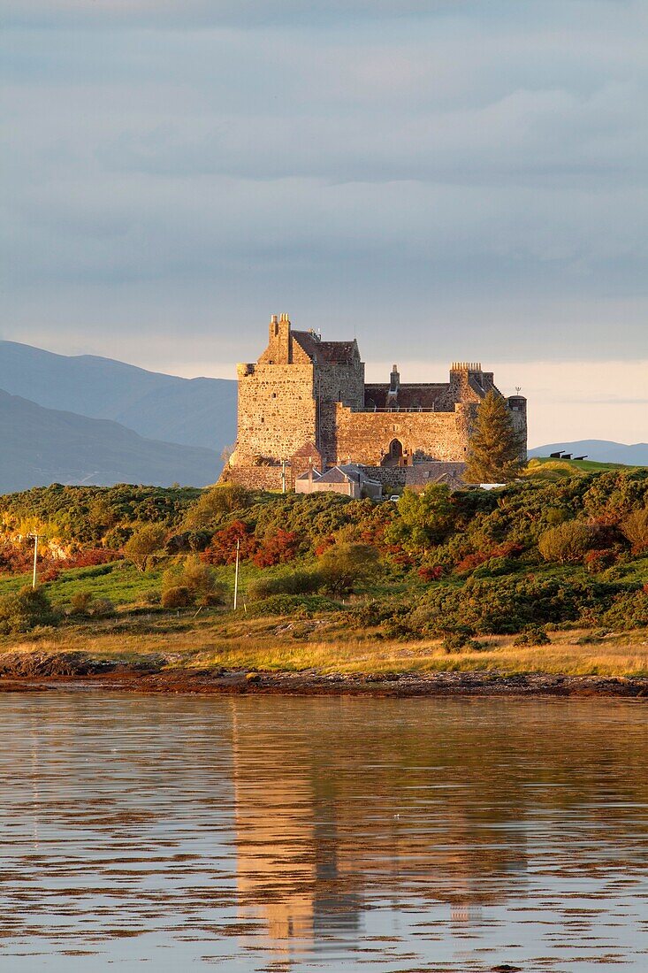 Duart Castle at sunset in Isle of Mull, Argyll and Bute, Scotland