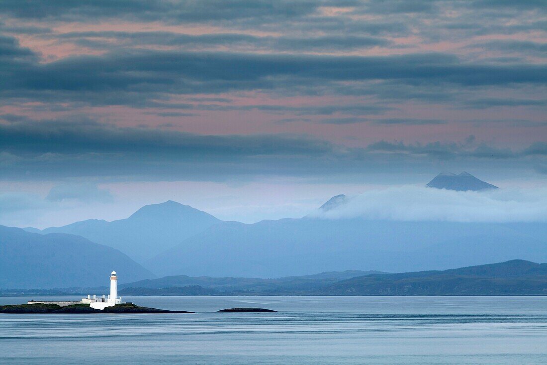 Lismore lighthouse near Duart Castle in Isle of Mull, Argyll and Bute, Scotland