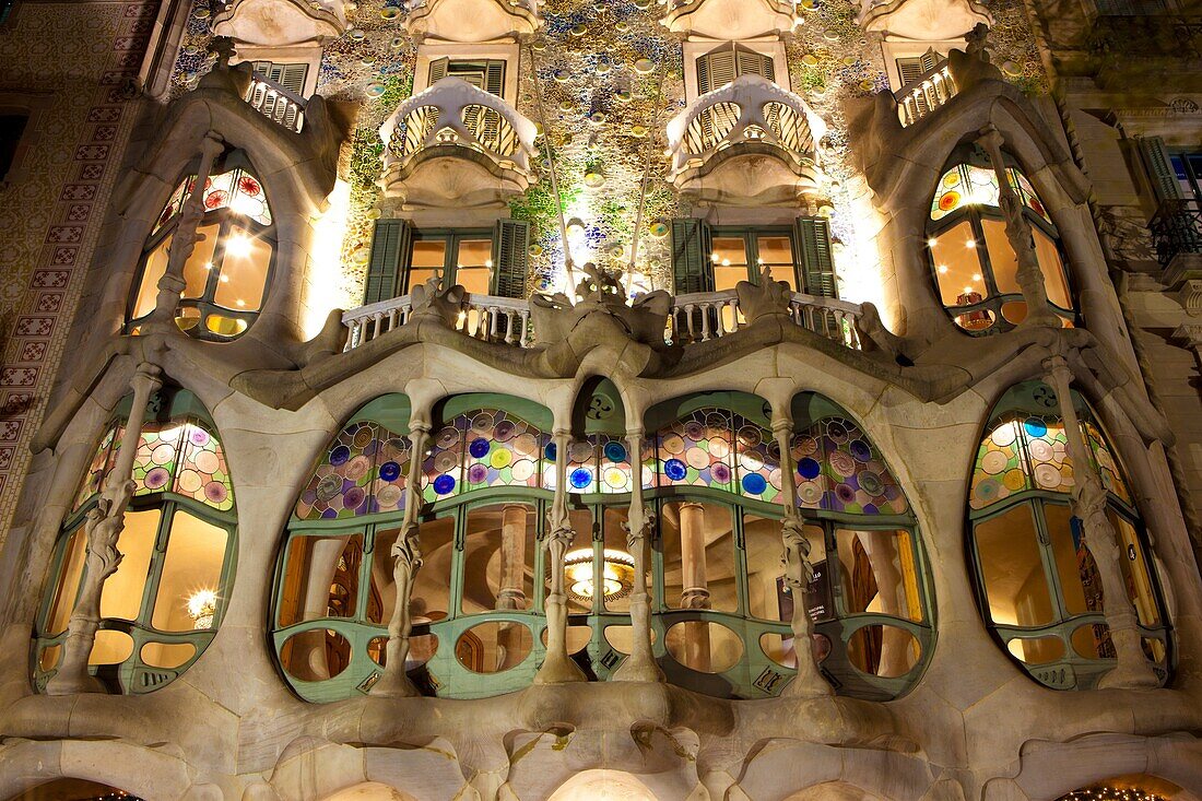Casa Batlló building from Antoni Gaudi in Passeig de Gràcia avenue, Barcelona, Spain