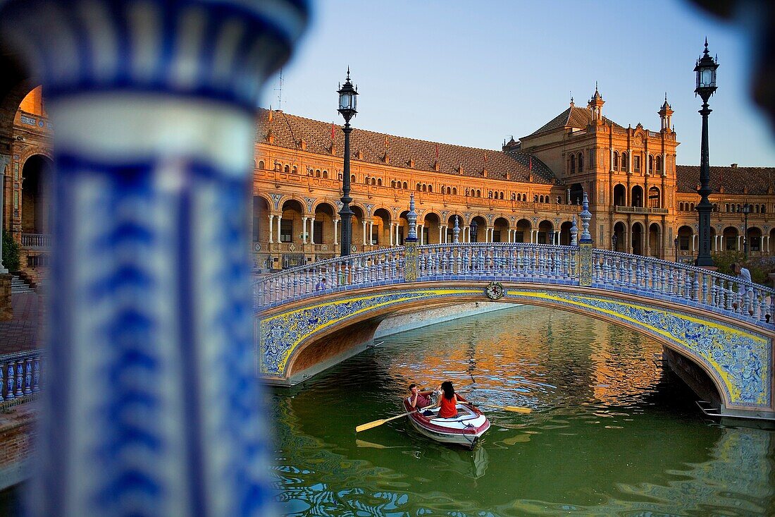 Boat in Plaza de España, Maria Luisa Park, Sevilla,Andalucía, Spain