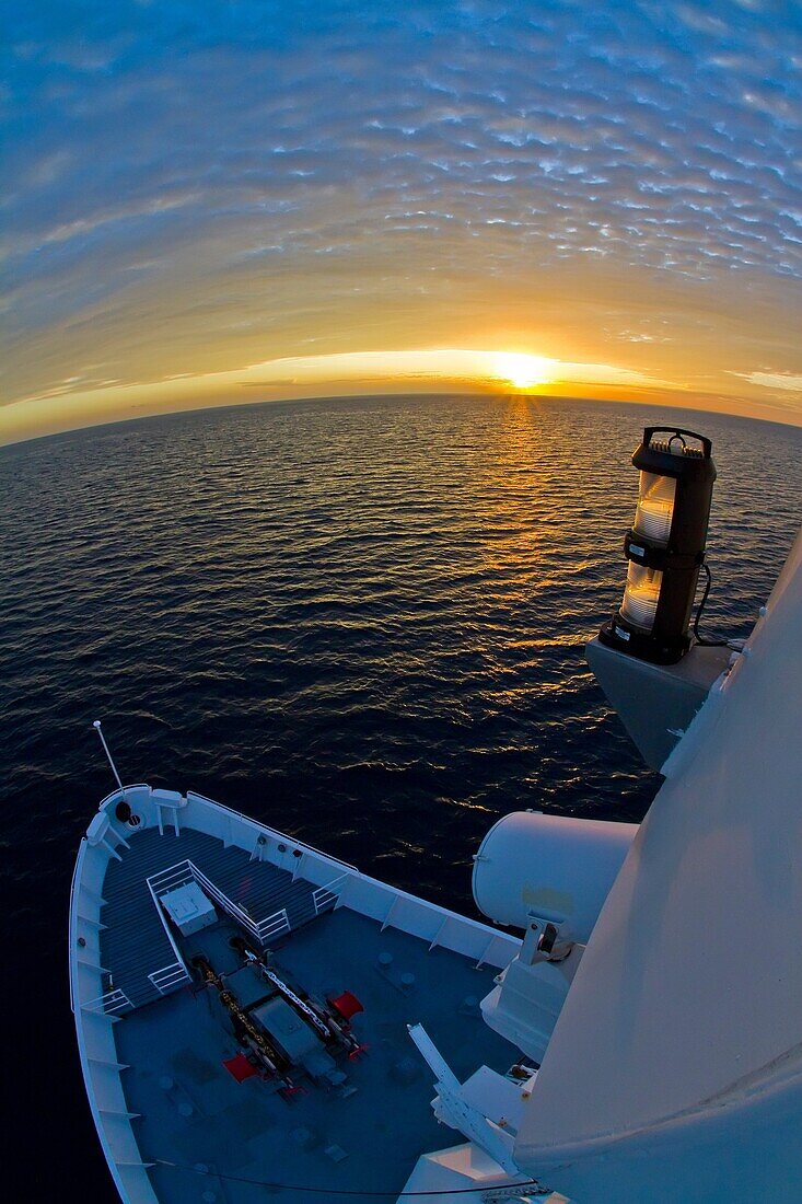 The Lindblad Expedition ship National Geographic Endeavour at sunset in the Galapagos Islands, Ecuador. The Lindblad Expedition ship National Geographic Endeavour at sunset in the Galapagos Islands, Ecuador  MORE INFO Lindblad Expeditions has been active 