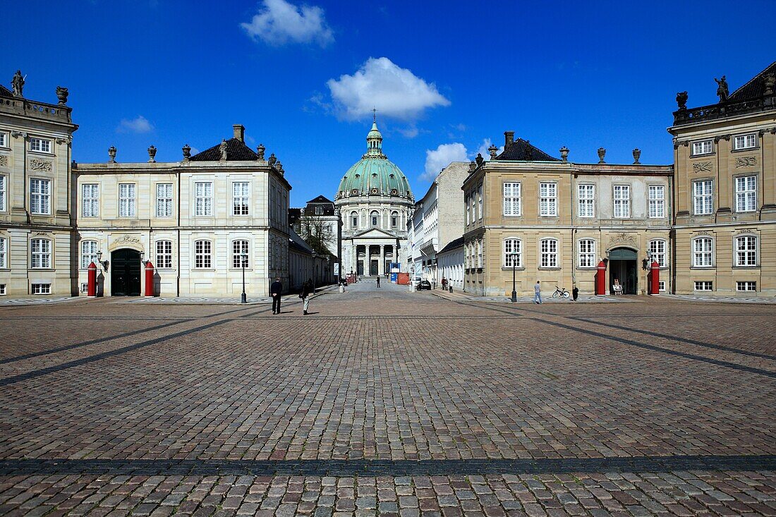 Marble church and Amalienborg palace, Copenhagen, Denmark