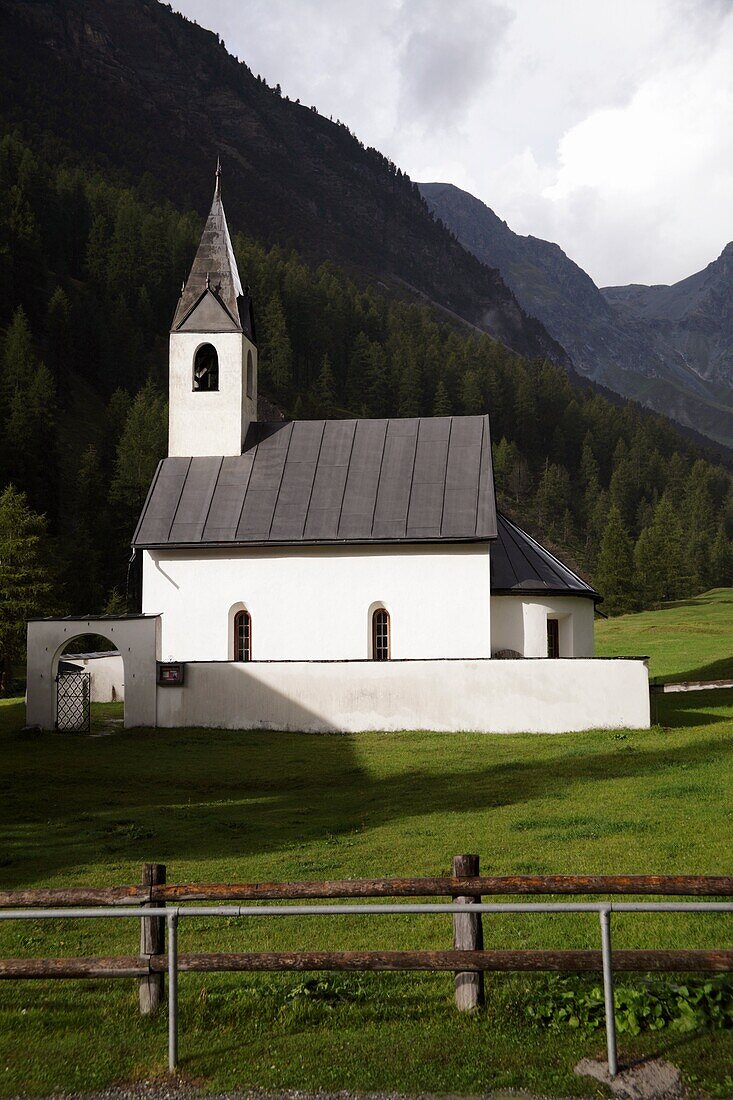 The little church of a mountain village, Saint Charles, Switzerland