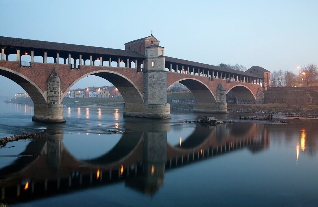 The old covered bridge, Pavia, Italy