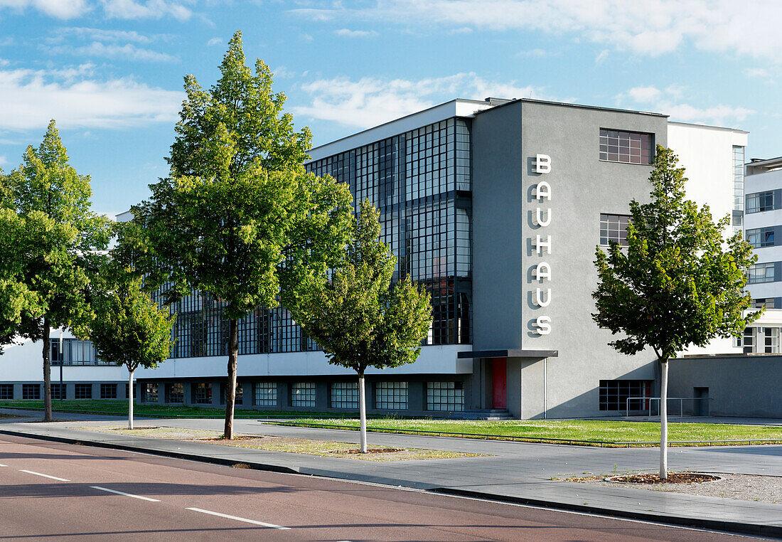 View of the Bauhaus, Dessau, Saxony-Anhalt, Germany, Europe