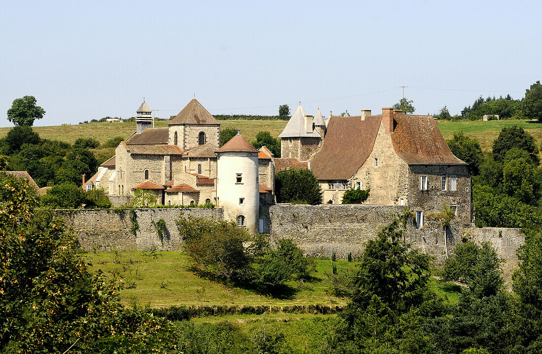 Abbey of Chantelle, valley of Sioule, Bourbonnais, Auvergne, France, Europe