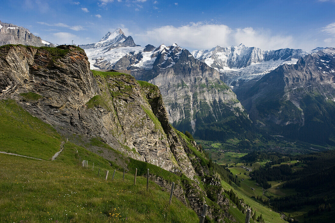 First oberhalb von Grindelwald mit Schreckhorn, Kanton Bern, Schweiz, Europa