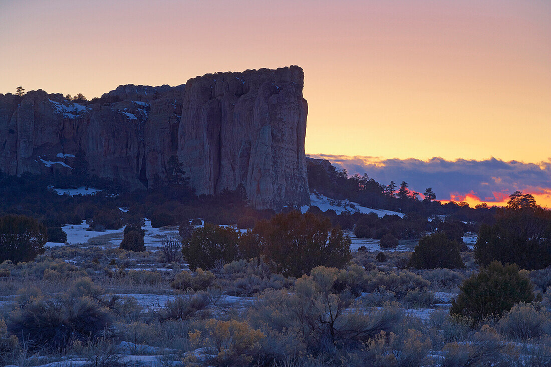 Evening at El Morro National Monument, Snow, New Mexico, USA, America