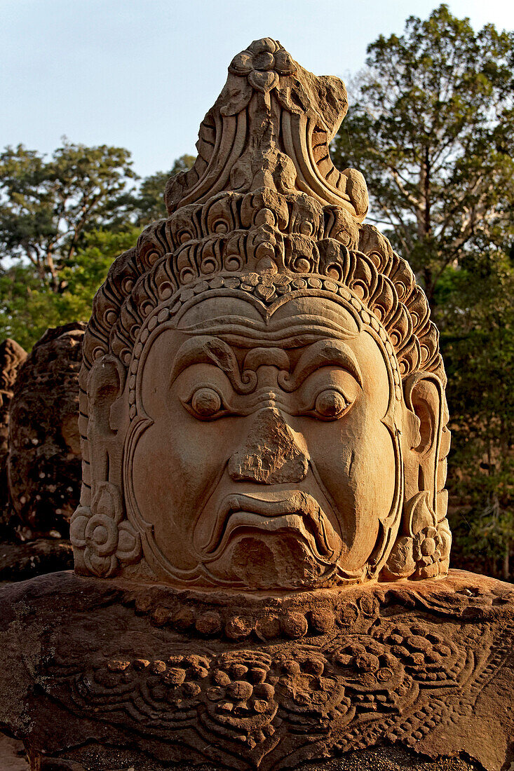 Gigantischer Kopf, Gopuram, Südtor, Angkor Thom, Angkor Wat, UNESCO Weltkulturerbe, Angkor, Kambodscha