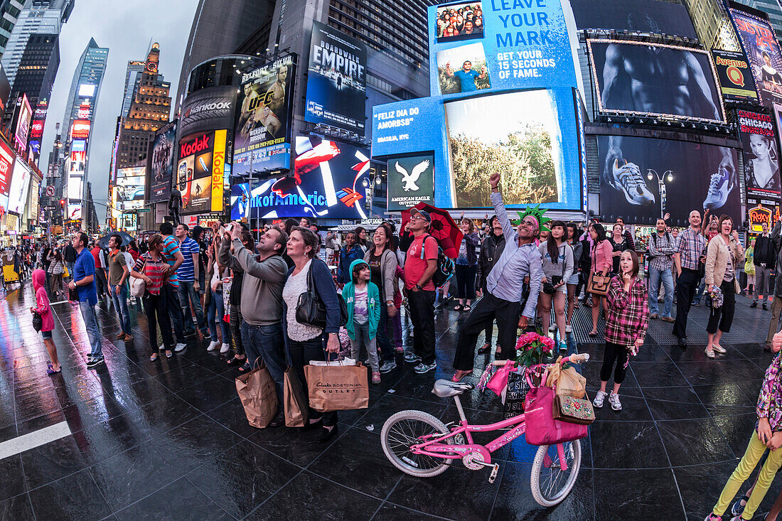 Times Square with people in the evening, 42th, Broadway, Manhattan, New York City, New York, USA