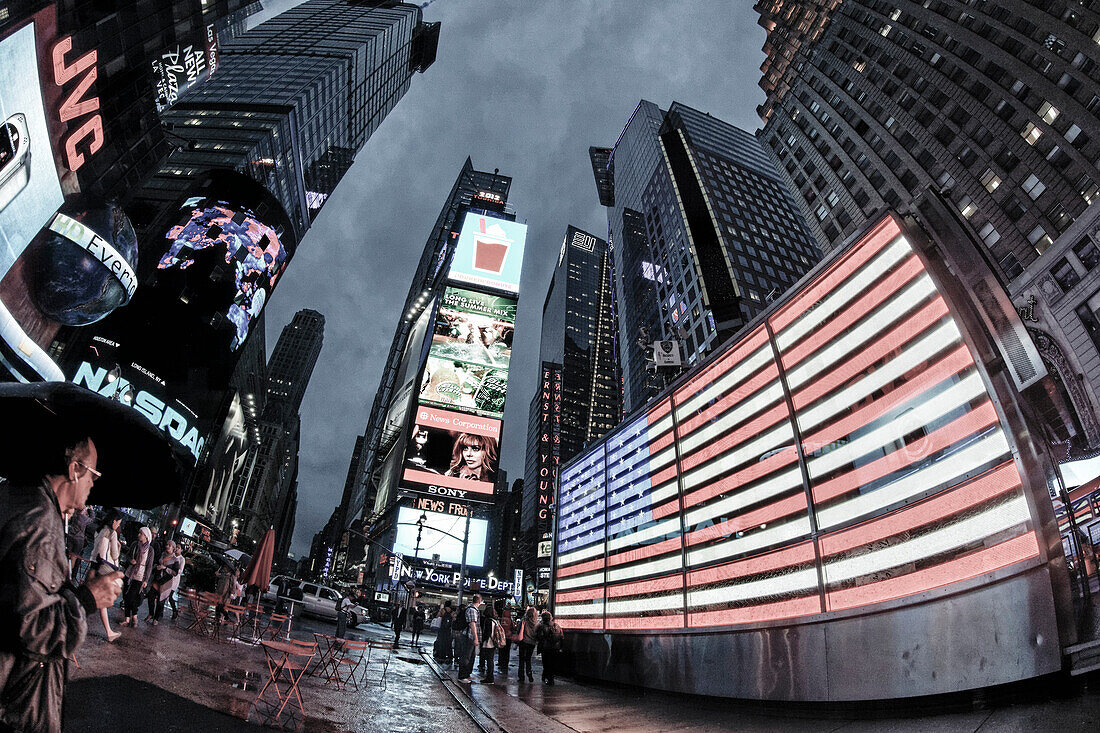 Straßencafe, Times Square in der Abenddämmerung, 42th, Broadway, Manhattan, New York City, New York, USA
