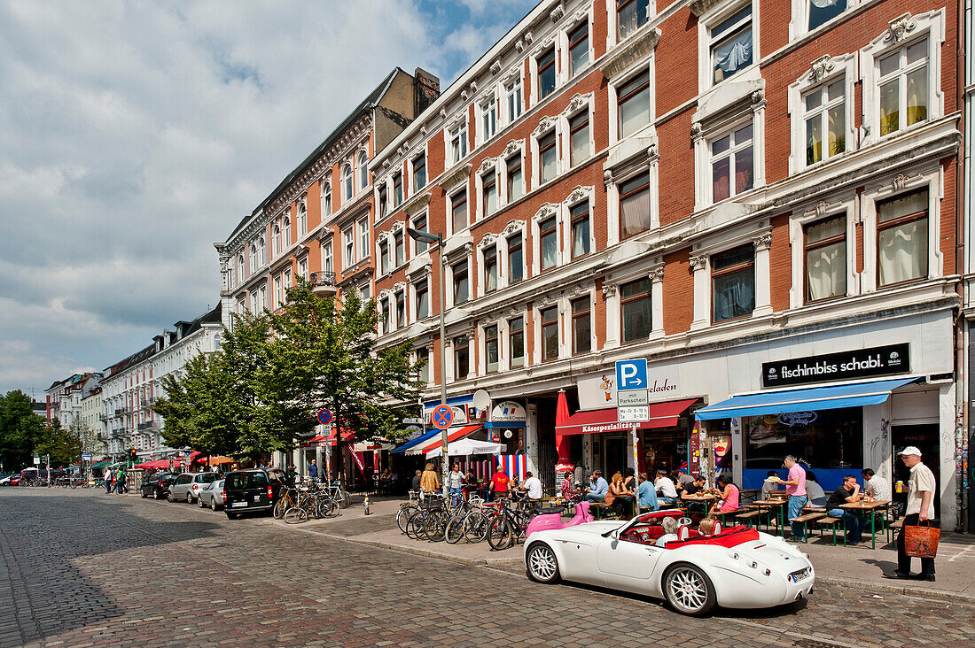 Houses at the Schulterblatt in Hamburg, Germany, Europe