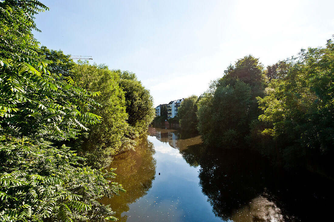 Canal at Eimsbuettel, Hamburg, Germany, Europe