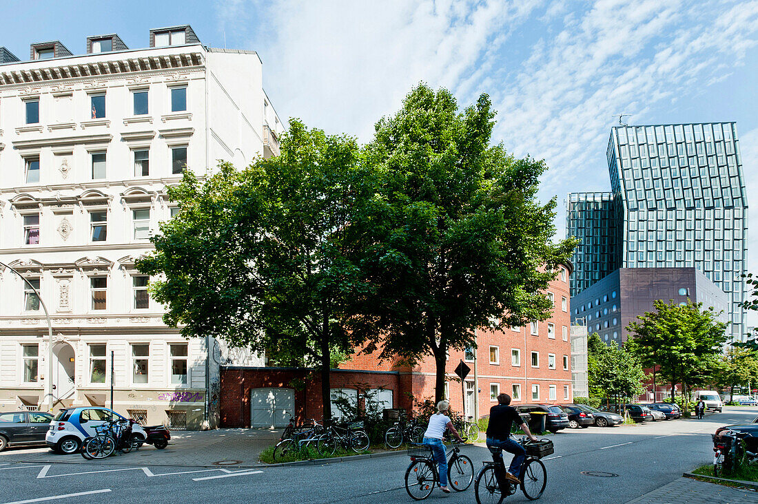 Modern buildings at the Gebrueder Wolf Platz, St. Pauli, Hamburg, Germany, Europe