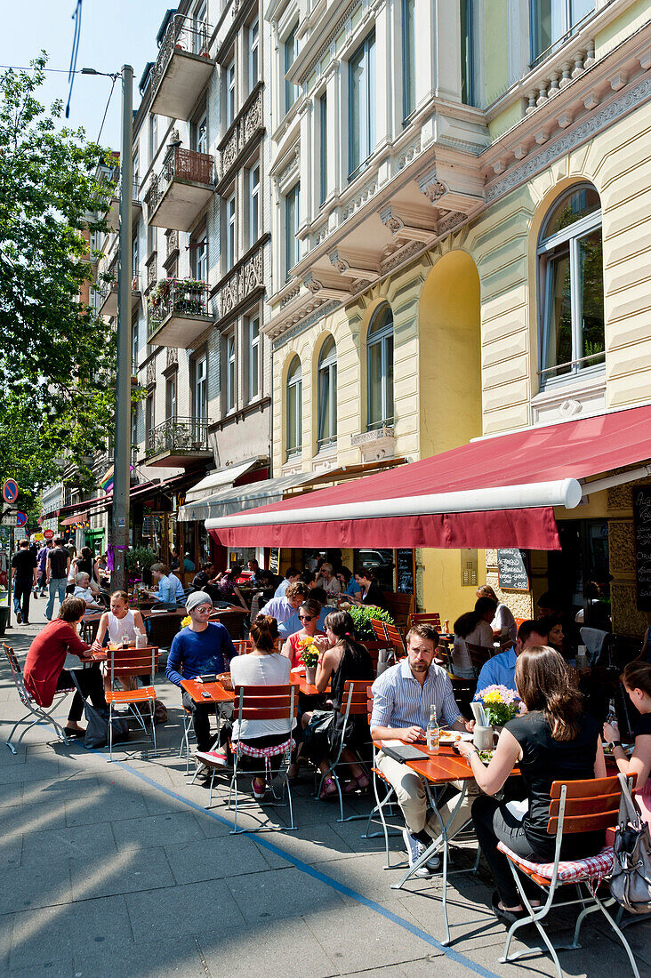 Menschen in Strassencafes, St. Georg, Hamburg, Deutschland, Europa