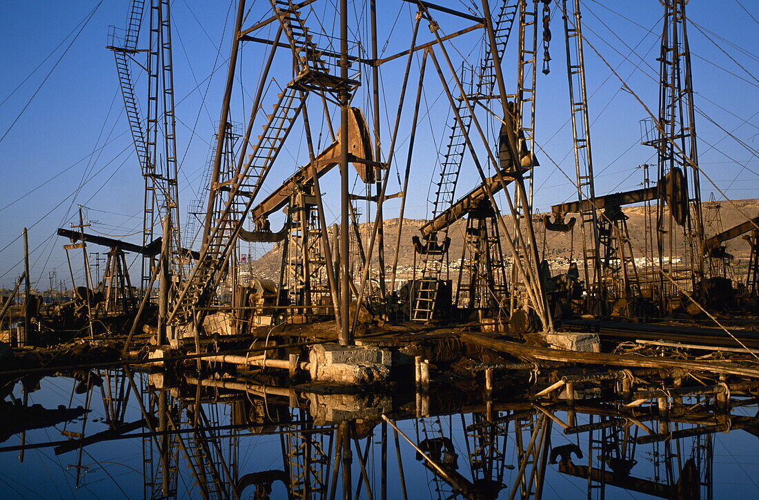 Historic oilfield with pumps at Baku, Azerbajan, Western Asia