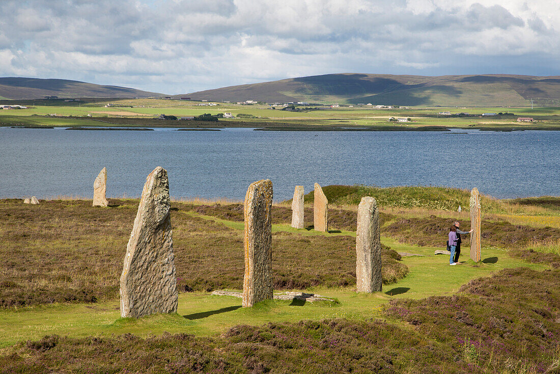 The Ring of Brodgar circle of Neolithic standing stones, Orkney Islands, Scotland, United Kingdom