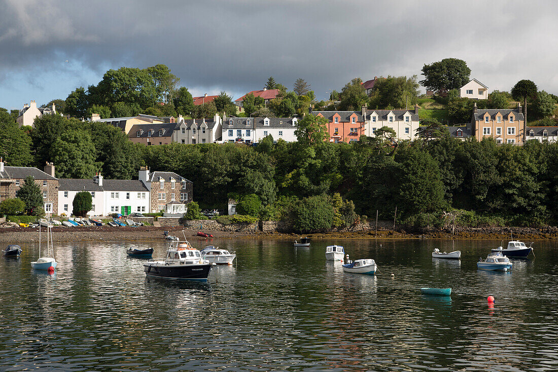 Fishing boats in harbor, Portree, Highland, Isle of Skye, Inner Hebrides, Scotland, United Kingdom