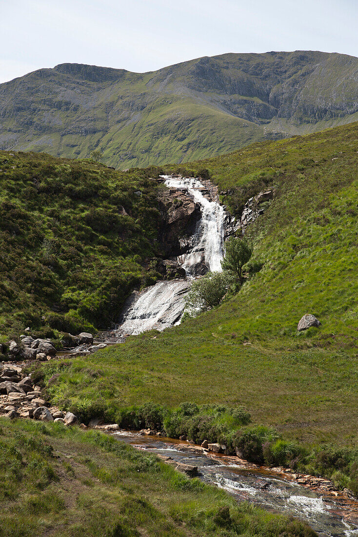 Highland waterfall, Near Sligachan, Isle of Skye, Highland, Inner Hebrides, Scotland, United Kingdom