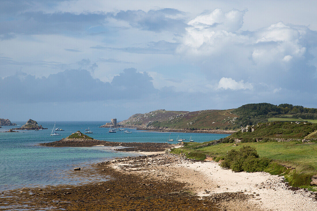 View over New Grimsby, Tresco, Isles of Scilly, Cornwall, England