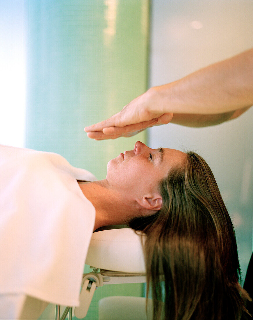 Woman having a treatment in a spa, Langenlois, Lower Austria, Austria
