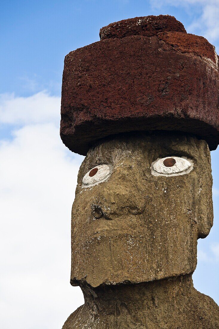 Ahu Ko Te Riku, the only moai with restored coral eyes