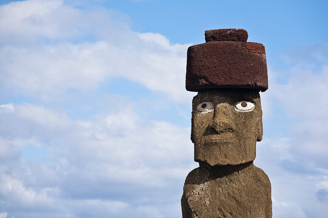 Ahu Ko Te Riku, the only moai with restored coral eyes