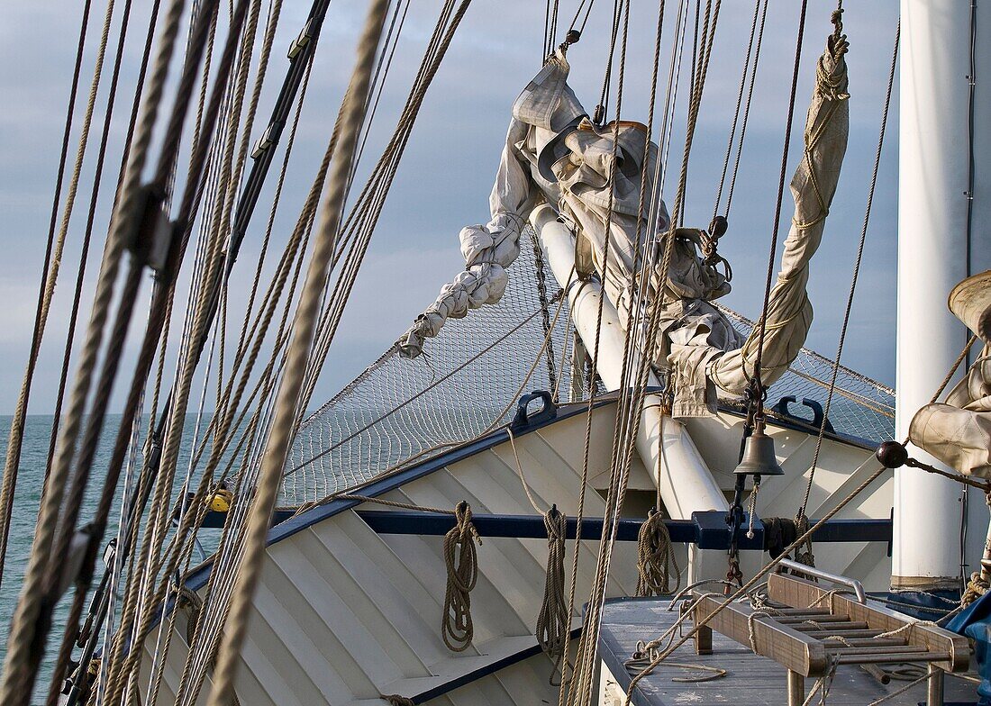 Tallship Thalassa sailing  Bay of Biscay, France, Europe