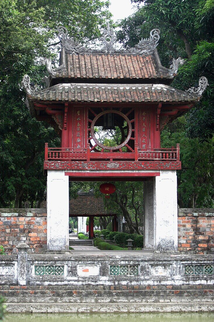 Gateway at Temple of Literature and National University Hanoi Vietnam