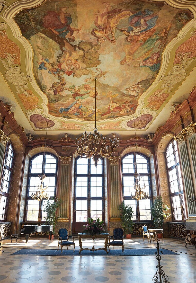 Ksiaz castle - interior - Maksymilian Hall, Sudeten Mountains, Silesia Region, Poland, Europe