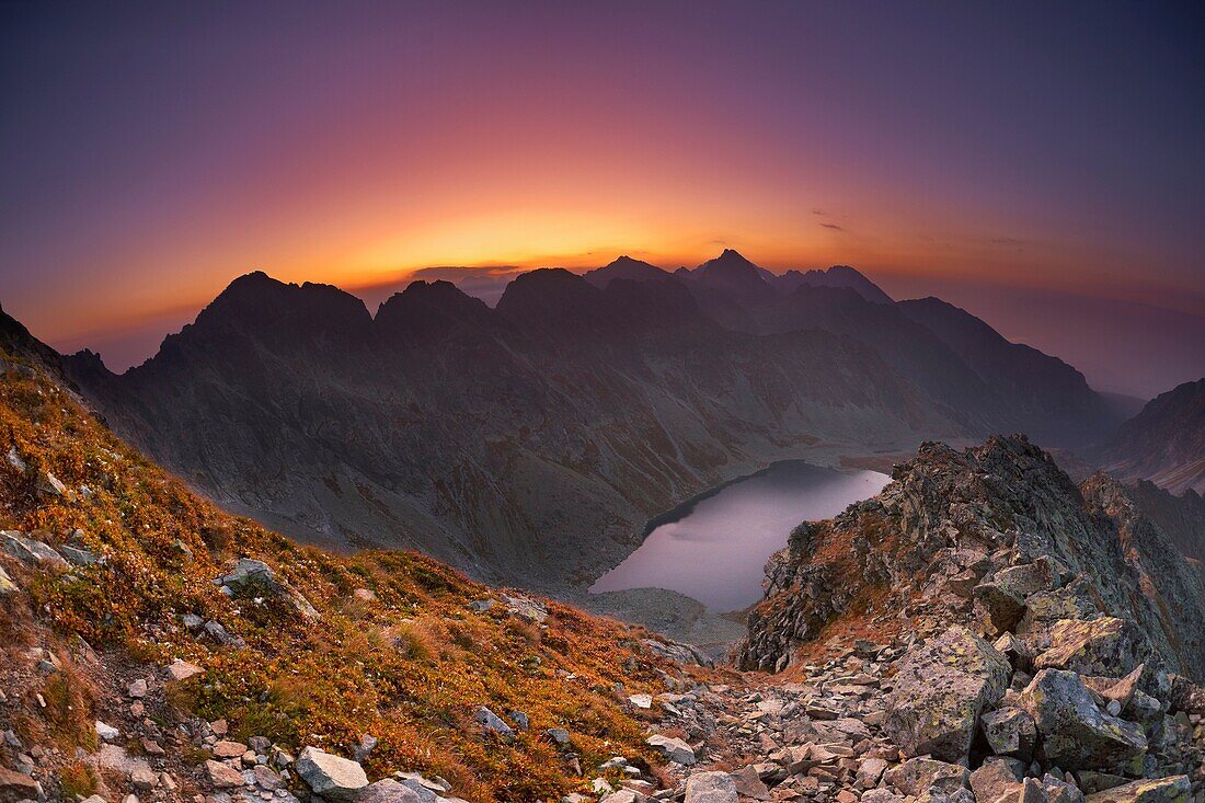 Wiew at Mieguszowieckie Peaks before sunrise, Tatra National Park, Poland, Europe