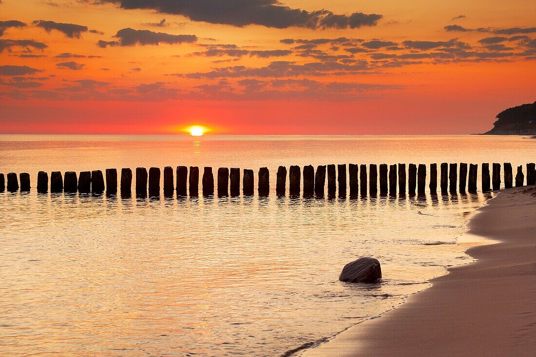 Sunrise at the Baltic Sea, Pomerania, Poland, Europe