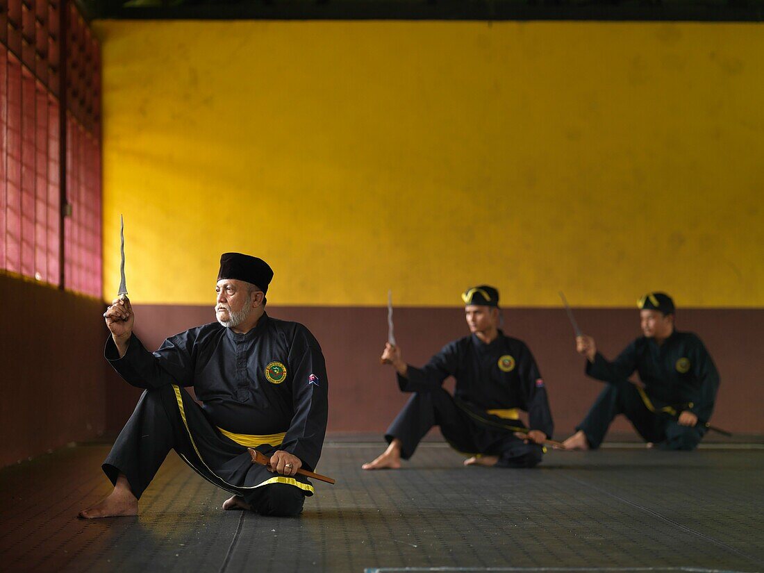 A Silat Master preforming the Malaysian Martial Art of Silat